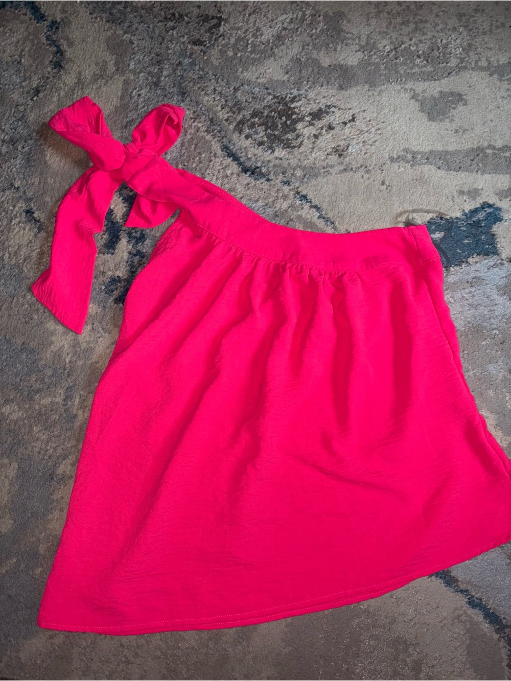 Merrit One Shoulder HOT Pink Bow Top SMALL